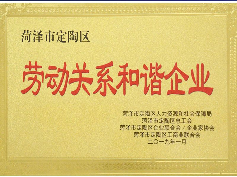 定陶區(qū)勞動(dòng)關(guān)系和諧企業(yè)